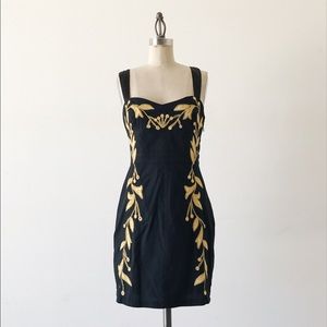 FREE PEOPLE | Black Gold Mini Dress